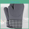 Oven Thickened Silicone Gloves Heatresistant Lengthened Cottonlined For Baking Microwave