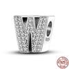 100% Real 925 Sterling Silver Letter Alphabet A-Z Charm Name Bead Fit  Bracelet Pendant Jewelry
