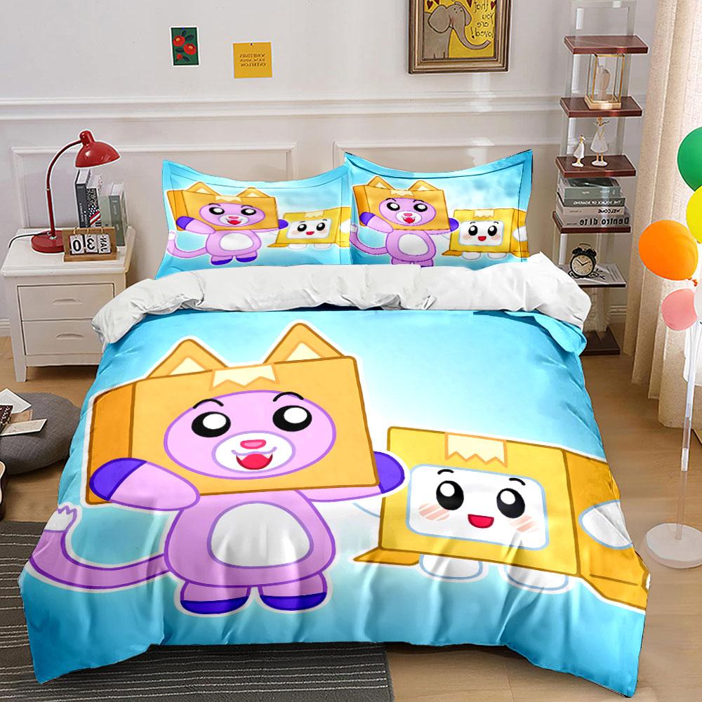 "Cartoon Box Cat Bedding Set" Bedding Duvet Cover Set Duvet Cover Pillowcases (1 * Duvet Cover 2 * Pillowcases, without duvet insert)