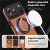 Leather Phone Case For Magsafe iPhone 17 Air 16E 16 15 14 Plus 13 12 Pro Max Magnetic 360 Rotate Metal Holder Stand Back Cover