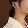Marka French Geometric Square Necklace & Clavicle Chain Set with 18k Gold Titanium Steel Earrings Studs