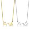 18K Gold Plated Santa Claus Reindeer Sleigh Pendant Necklace In Titanium Steel for Women