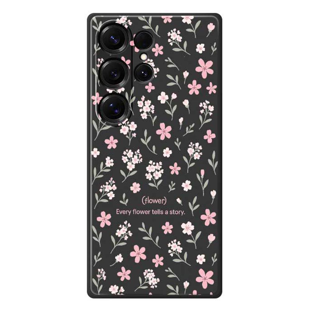 For Samsung Galaxy S25 Ultra Case Small Flower Pattern Printing Straight Edge TPU Phone Back Cover