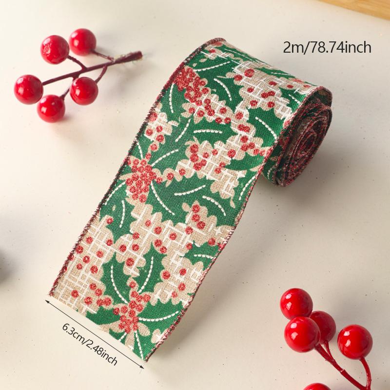 2m Lmitation Linen Christmas Ribbon Decoration Red Black And White Plaid Bow Snowflake Ribbon Christmas Webbing DIY