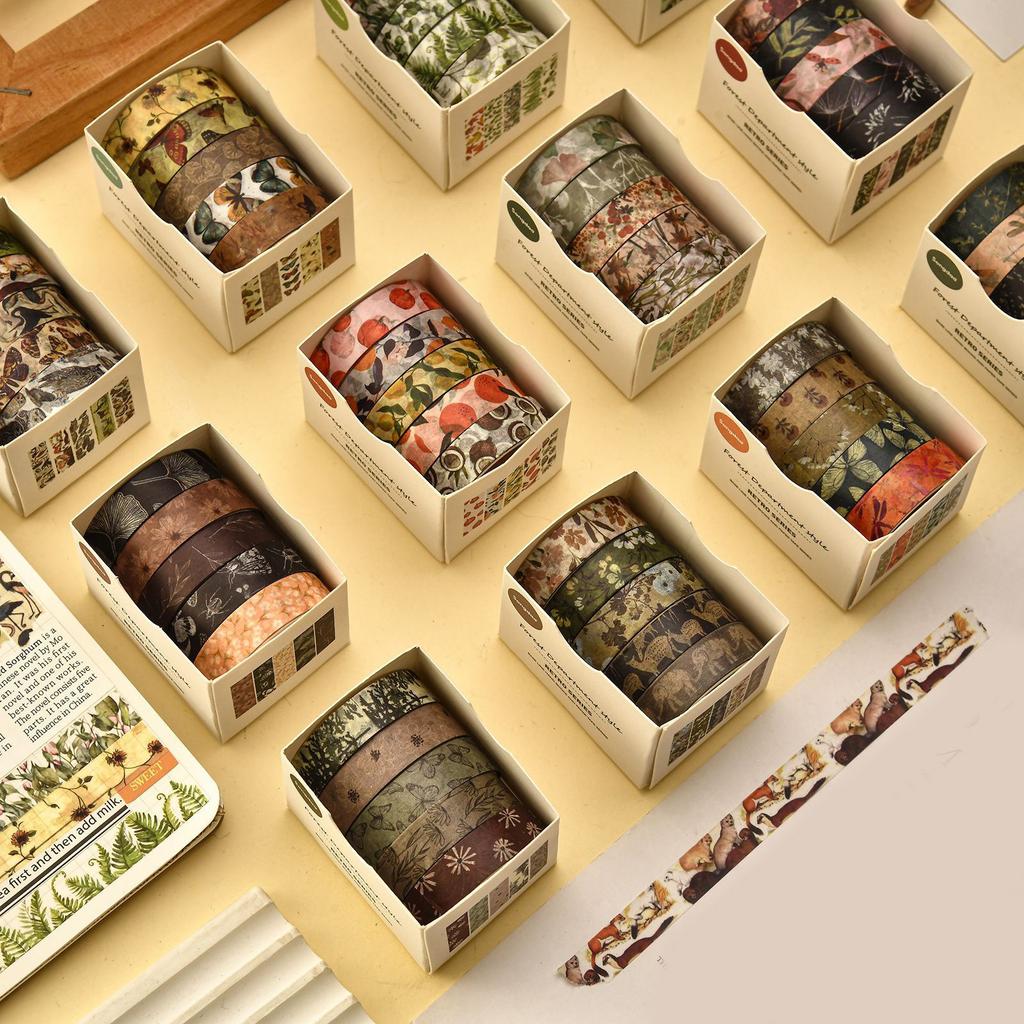 Dekoratives Klebeband Papierklebeband Wälder Pflanzenmotiv Washi-Klebeband Handkonto-Klebeband Künstlerklebeband Bastelklebeband Abdeckband