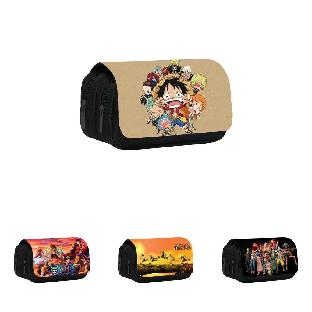 One Piece Pencil Case Double Layer Nylon Stationery Organizer For Students