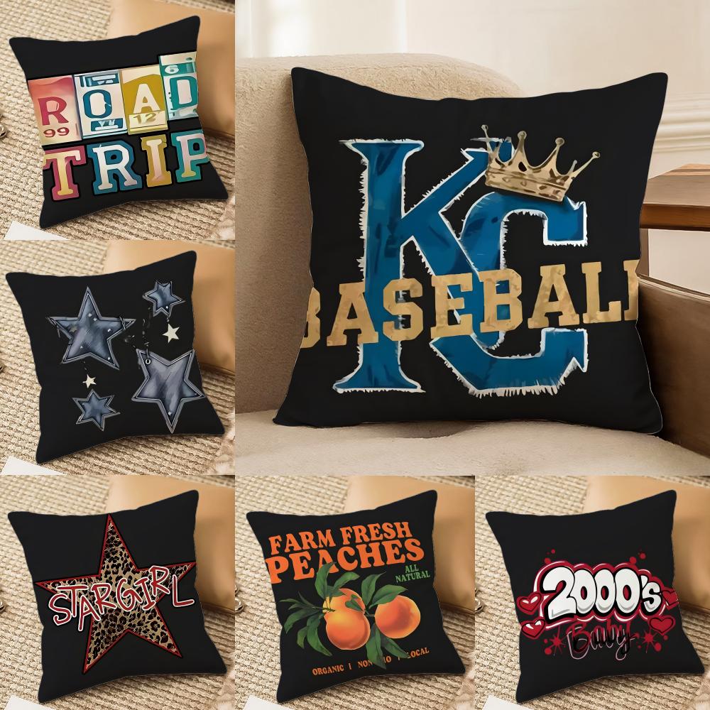 Trendy Style Classic Trendy Brand Printing Cushion Cover Silky Elegant Comfort Sofa Bed Invisible Zipper Beach Pillowcase