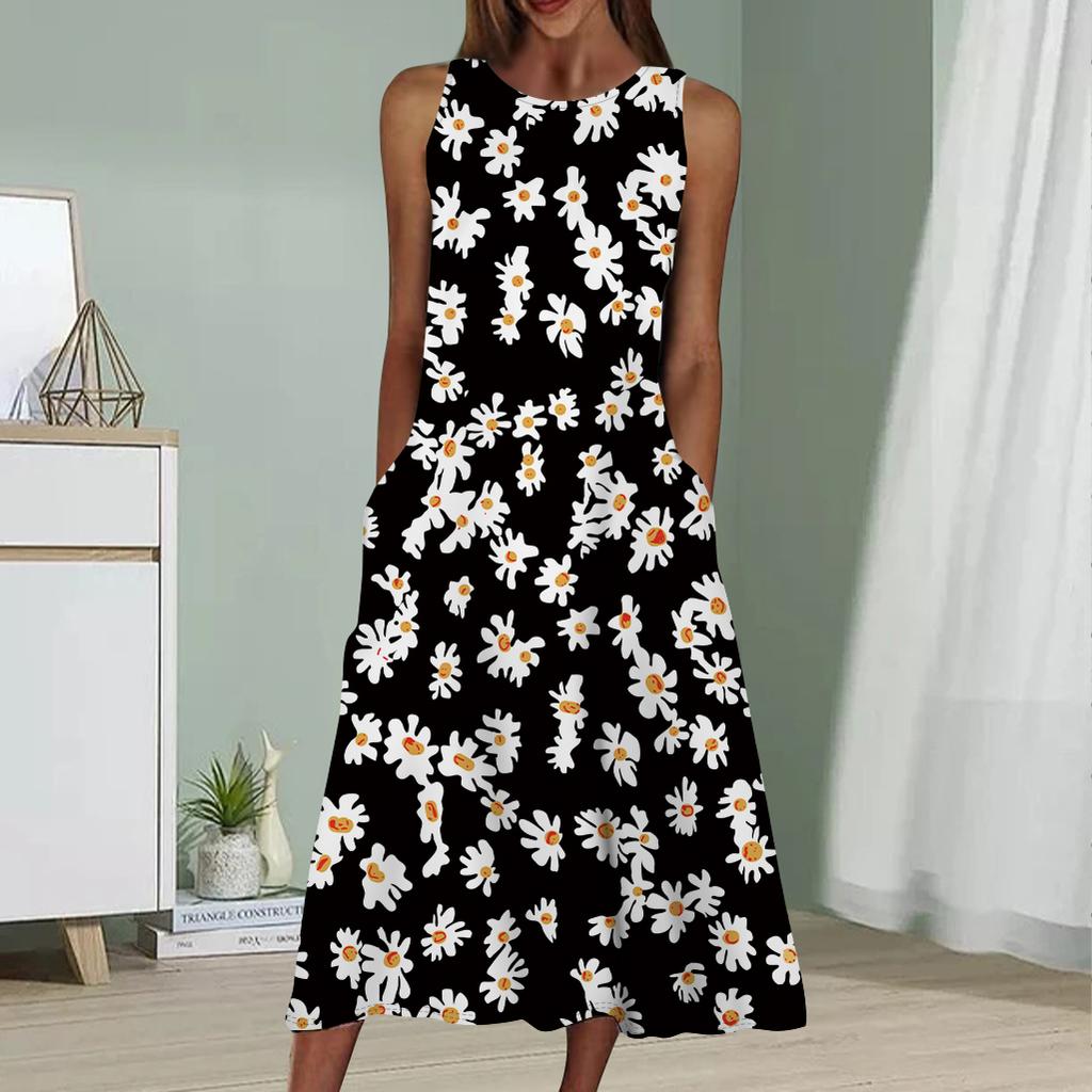 Letní móda Sexy šaty bez rukávů Měkké ležérní 3D šaty s potiskem Plumeria Rubra Šaty bez rukávů