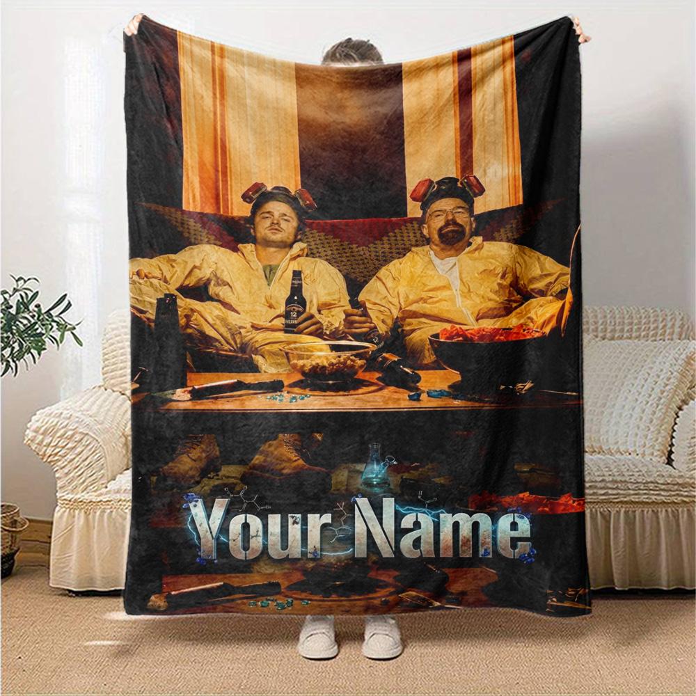 Name Custom Breaking Bad Print Flannel Blanket High Quality Warm Comfortable Cover for All Seasons Perfect for Gifts Home Decor