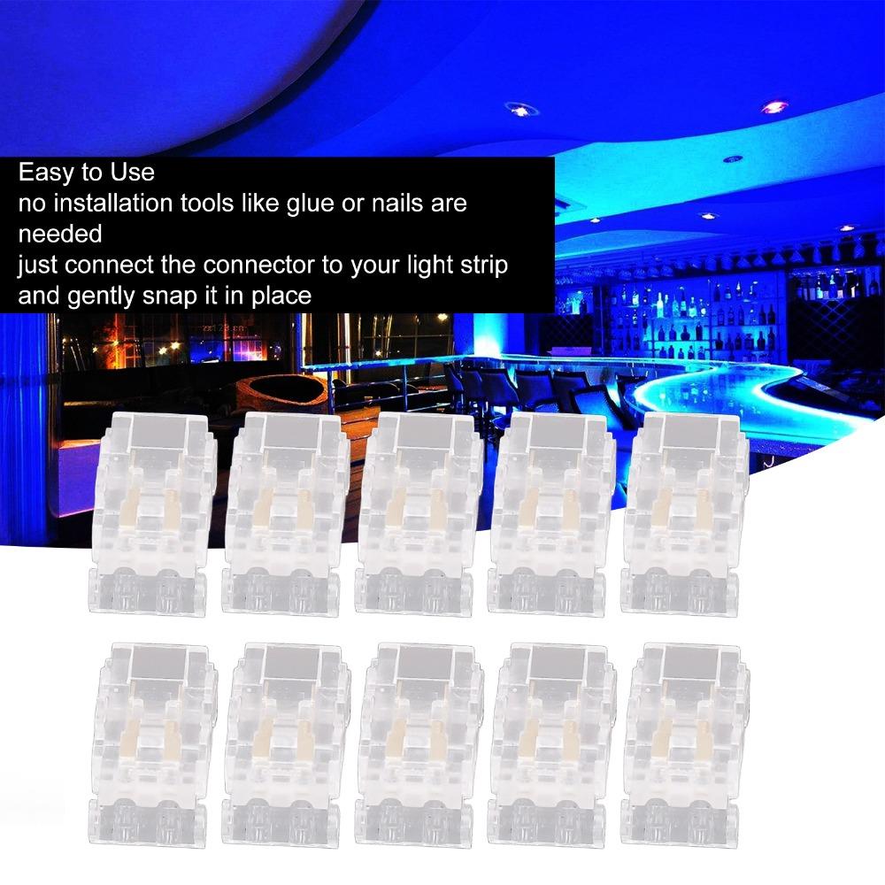 10pcs 2Pin LED Strip Connector Transparent Strip To Wire Connector  For School