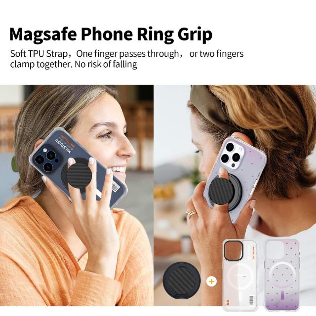 Aramid Fiber Magnetic Ring Holder with 360 Rotation Finger Kickstand Phone Grip Compatible with iPhone and Samsung Smartphones