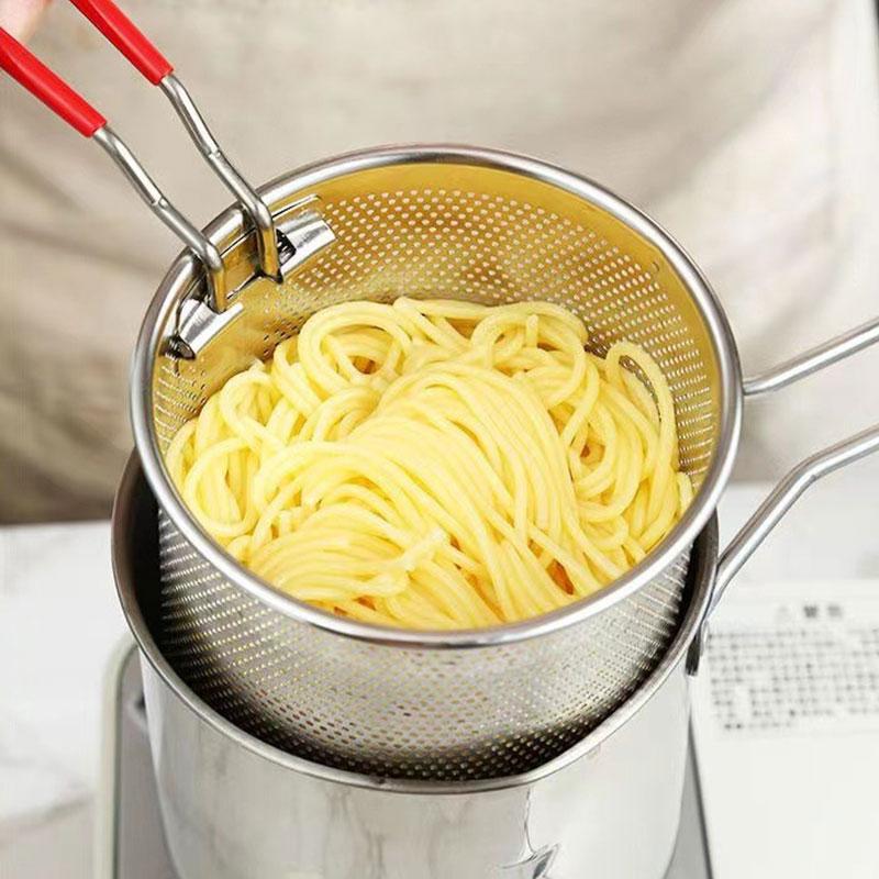 Stainless Steel Deep Frying Pot Tempura French Fries Fryer Strainer Chicken Fried Pan Kitchen Cooking Tool fritadeira Oil Filter