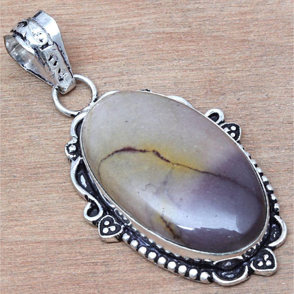 Necklace Wild Horse Jasper Gemstone Handmade Antique Silver Jewelry 2.25"