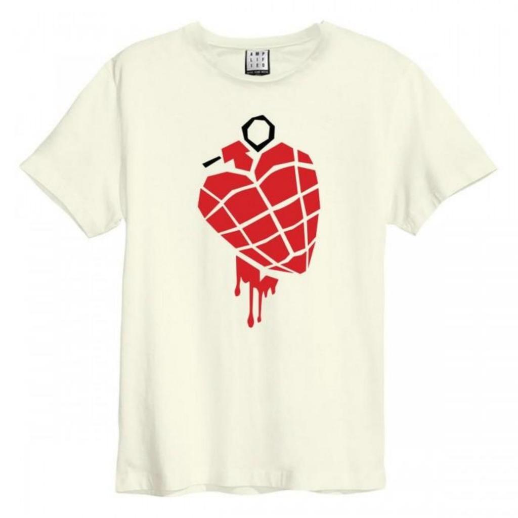 Amplified Unisex Adult American Idiot Heart Pomegranate Green Day Vintage T-Shirt