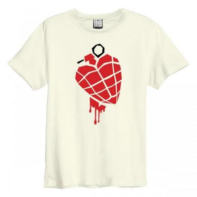 Amplified Unisex Adult American Idiot Heart Pomegranate Green Day Vintage T-Shirt