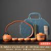 High-end simple Dehua ceramic Yanhe teapot portable four cups outdoor travel tea set tea gift leather bag