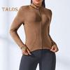 Women Sports Jacket Full Zip High Elasticity Yoga Jacket Stand Collar Slimming Fitness Top for Running Yoga Workout