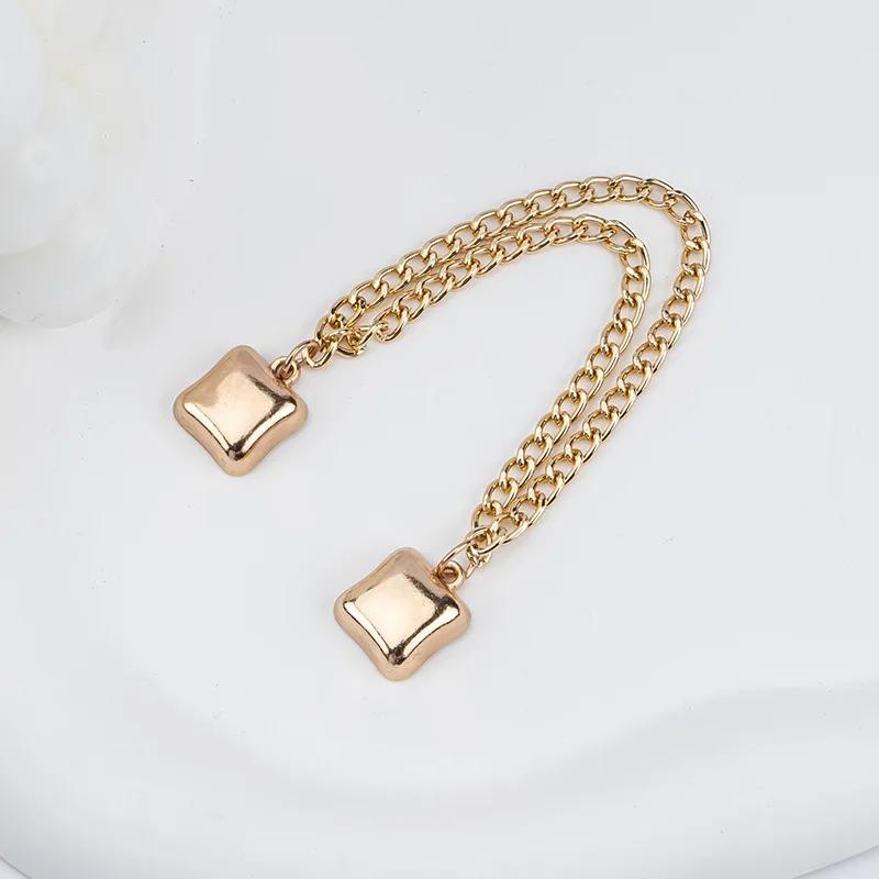 Multi-Function Magnetic Clothing Clip with Chain Metal Buttons Clip Clothes Scarf Trouser Legs Cuff Fixing Magnet Buckles