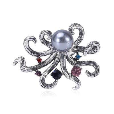Kreative Persönlichkeit Oktopus Oktopus Perle Strass Brosche Bekleidungsaccessoires