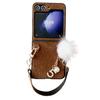 Capa de Celular Samsung Z Flip Pelo de Vison com Bola de Pelúcia DIY para Modelos 3-7