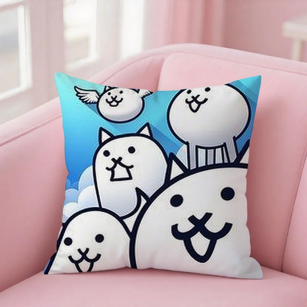 The B-Battle Cats Pillow Case Square Double-Sided Printing Sofa Cushion Cover Bedroom Bedside Pillowcover
