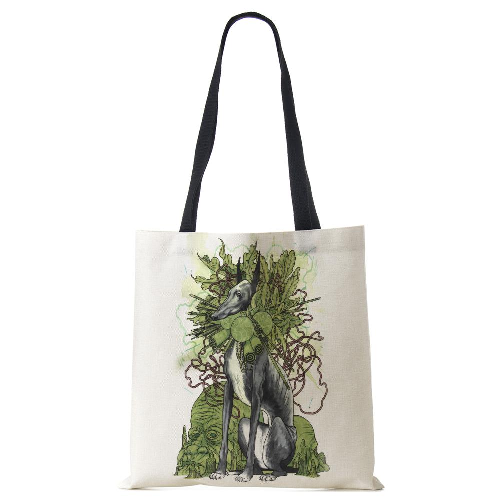 Painting Abstract Canvas Shoulder Bag Women Print Harajuku Casual Shopping Tote Bag Reusable Large Capacity Folding Handbag CLE