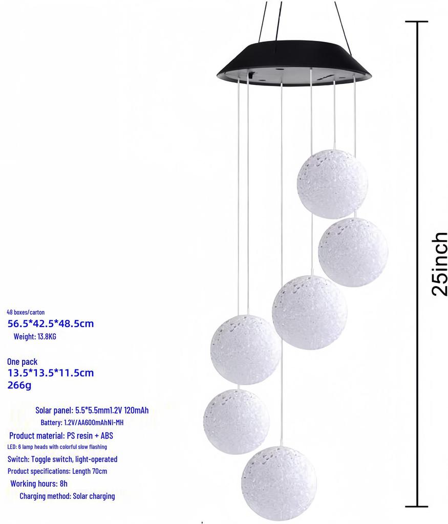 Solar-Powered LED Moroccan Mirror Ball Wind Chime Light