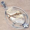 Necklace Picture Jasper Gemstone Handmade Antique Silver Jewelry 1.5"