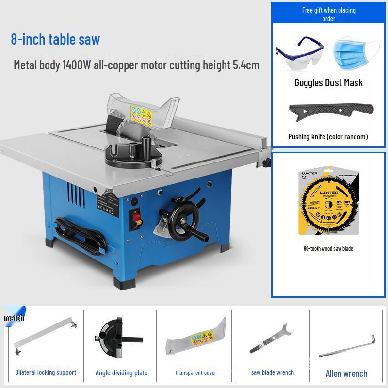 LUXTER 8" Small Table Saw with 45° Miter for Precision Cutting