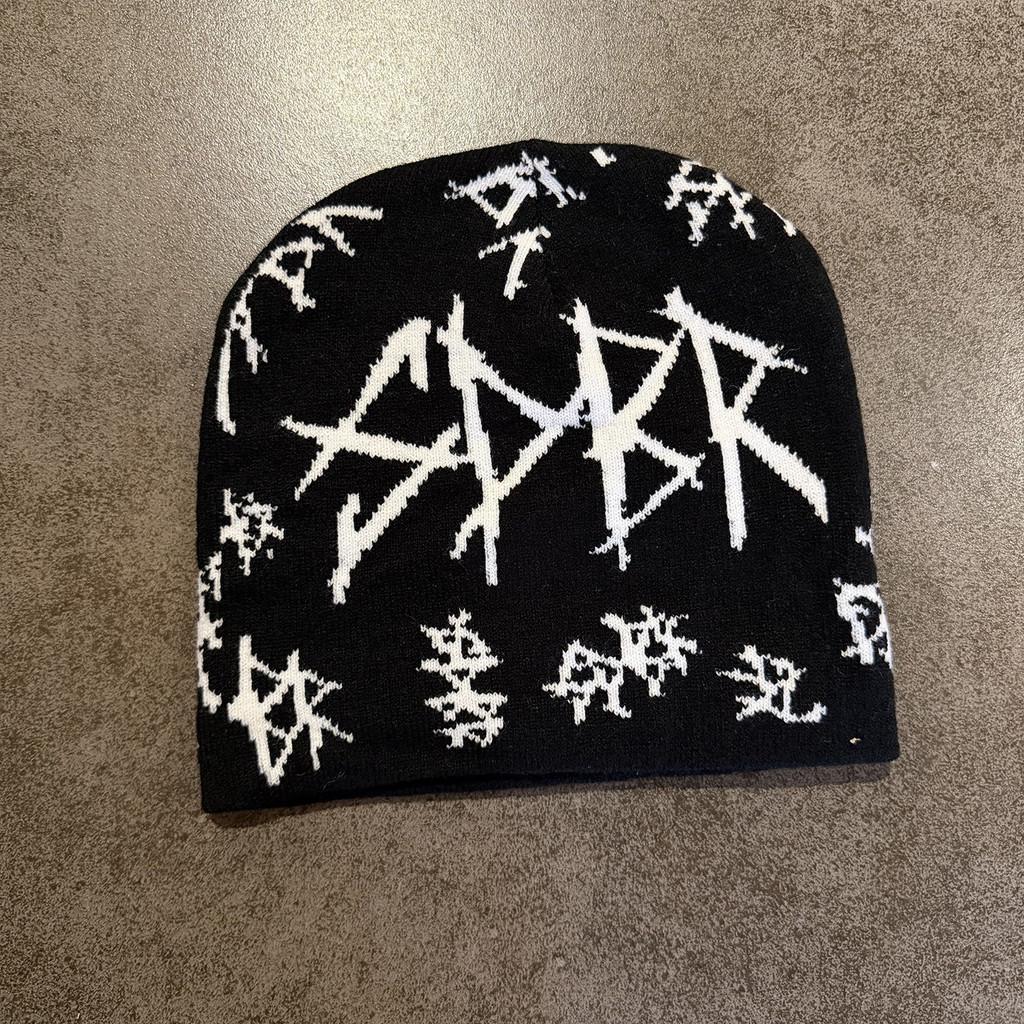 

Acrylic Knit Cap With Letter Pattern And High Crown For Hip Hop And Urban Look In Cold Seasons Black 1