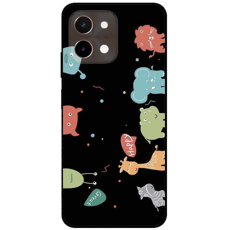 For Vivo Y28 4G Case 6.68'' Black TPU Silicon Cartoon Protection Cover for VivoY28 Y 28 4G Shockproof Capa Wolf Animals Soft Bag