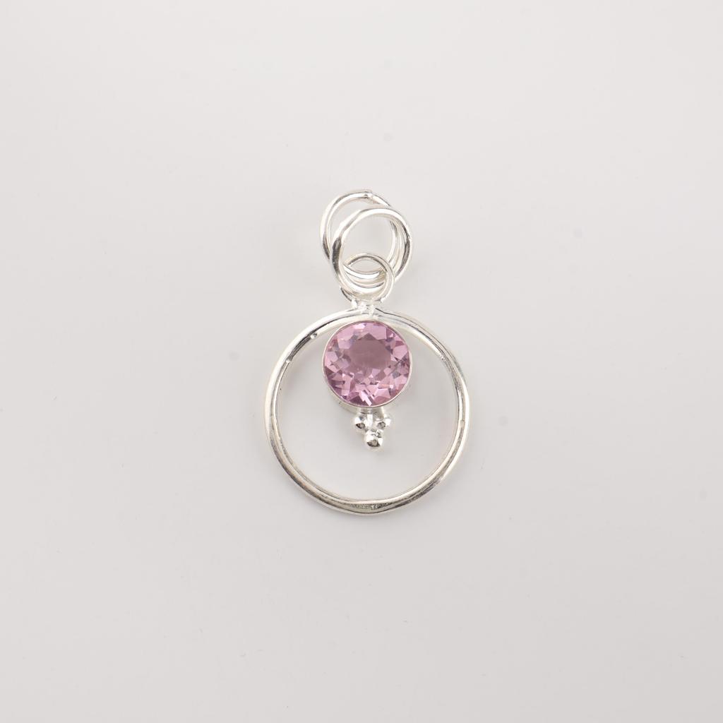 Morganite Gemstone 925 Sterling Silver Pretty Pendant 1.2" Handmade Jewelry For Women PP-68-14
