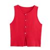 Western Style 2025 Summer New Women clothes All-Match round Neck Sleeveless Slim fit Plain Stitch Short Jacket 5536128
