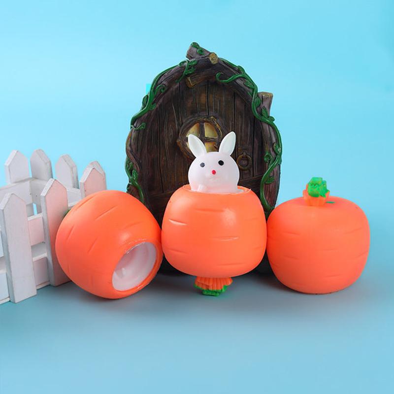 1/3Pcs Funny Slow Rebound Squishy Carrot Rabbit Cup Hand Antistress Reliever Strawberry Bear Cup Toys For Children Adults