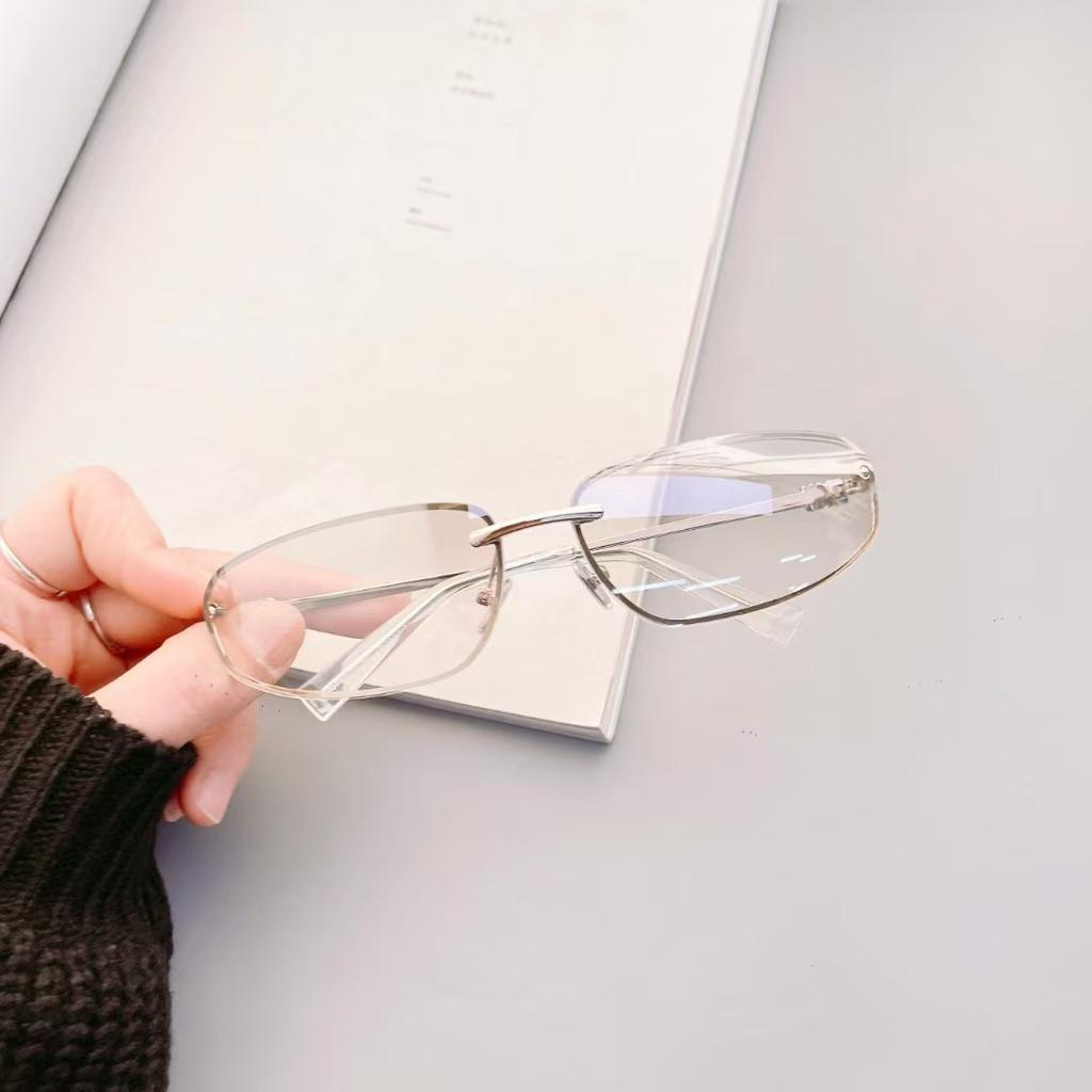 New Style Sun Glasses For Women Oval Shape Rimless Uv Protection Sunglasses Men Fashion Trendy Female Sunglass