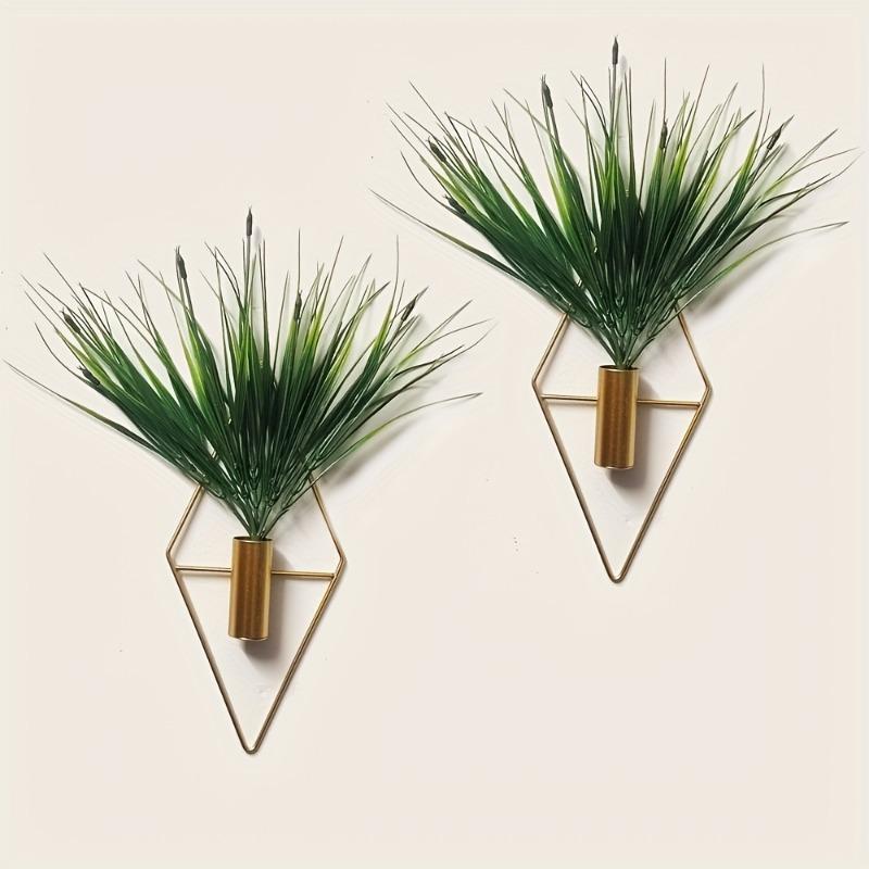 Set di 2 Fioriere da Appendere a Parete con Piante Artificiali, Vasi da Appendere in Metallo, Supporti per Piante da Interno, Arte da Parete Geometrica Moderna, Adatto per la Casa