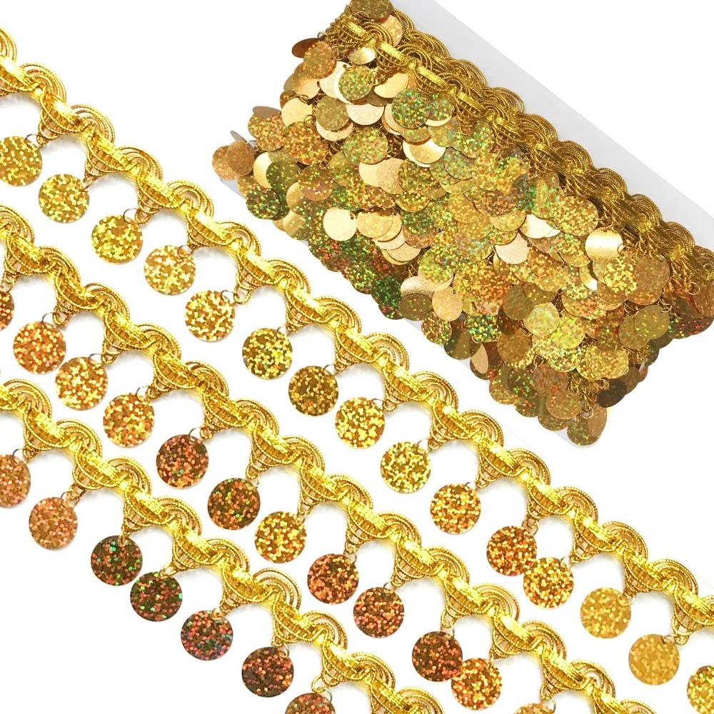Polyester Sewing Fringe Trim Gold Sequin Fringe Trim Decorative Trim Tassel Trim  DIY
