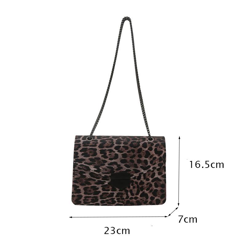 Small Square Handbag Tote Bag For Women Vintage Clutch Bag Leopard Pattern Crossbody Shoulder Bag Ladies Pu Leather Bag KTB