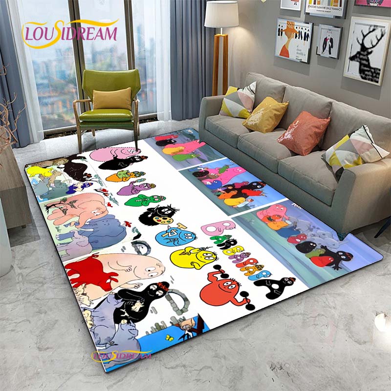 Barbapapa Cartoon Anime Carpet for Living Room Sofa Coffee Table Bedroom Rug Kitchen Kids Door unslip floor Mat Birthday gift
