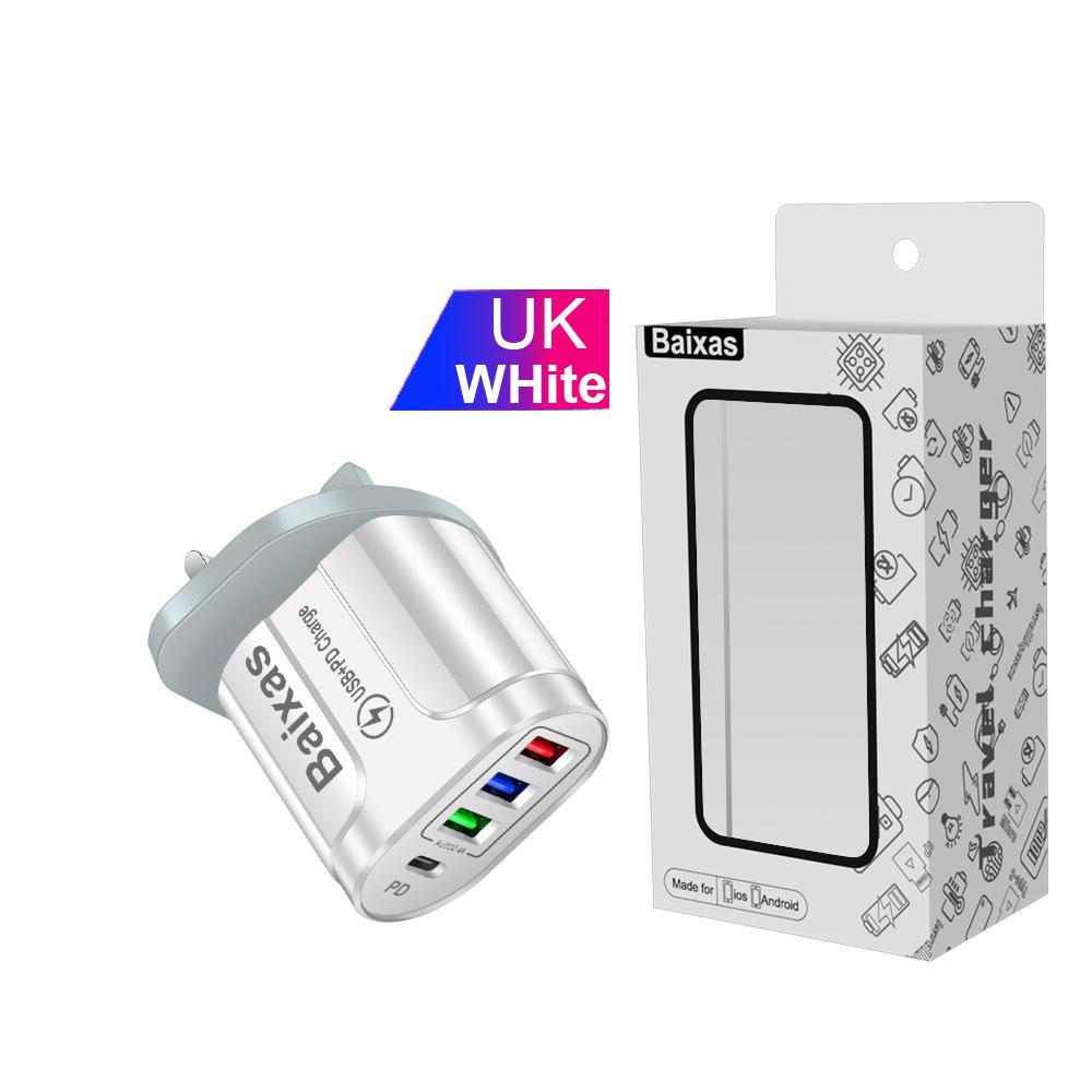 Multi-port Home & Travel Charger EU/UK 3 USB + Type-C 5V/2.4A