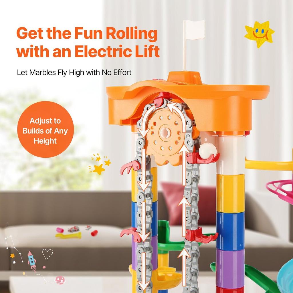 Marble Run Set 230 PCS with Motorized Elevator Educational Gift for Kids