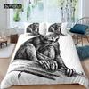 Orangutan Duvet Cover Cute Monkey Bedding Set Polyester Tropical Botanical Animal Print Comforter Cover