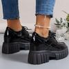 Fashion Concise Chunk Heel Loafers Shoes Women Spring Autumn Black Pu Leather Loafers Shoes Woman Non Slip Wear Resistant Shoes Female
