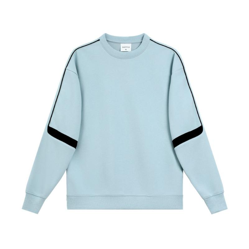 Spring and Autumn Hot Trendy Cotton Spliced Sleeve Round Neck Sweater Men's American Trendy Brand Casual Pullover