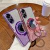 Mirror Fashion Glitter Phone Case For OPPO A1 A2 A5 A7 A8 A9 A11X A12 A15 A16 A17 A31 A32 A35 A36 A38 Magnetic Bracket TPU Cover