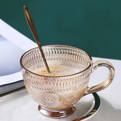 Tazza da caffè in vetro girasole in rilievo stile nordico Tazza da latte Tazza da colazione Grande capacità 1-2 pezzi disponibili
