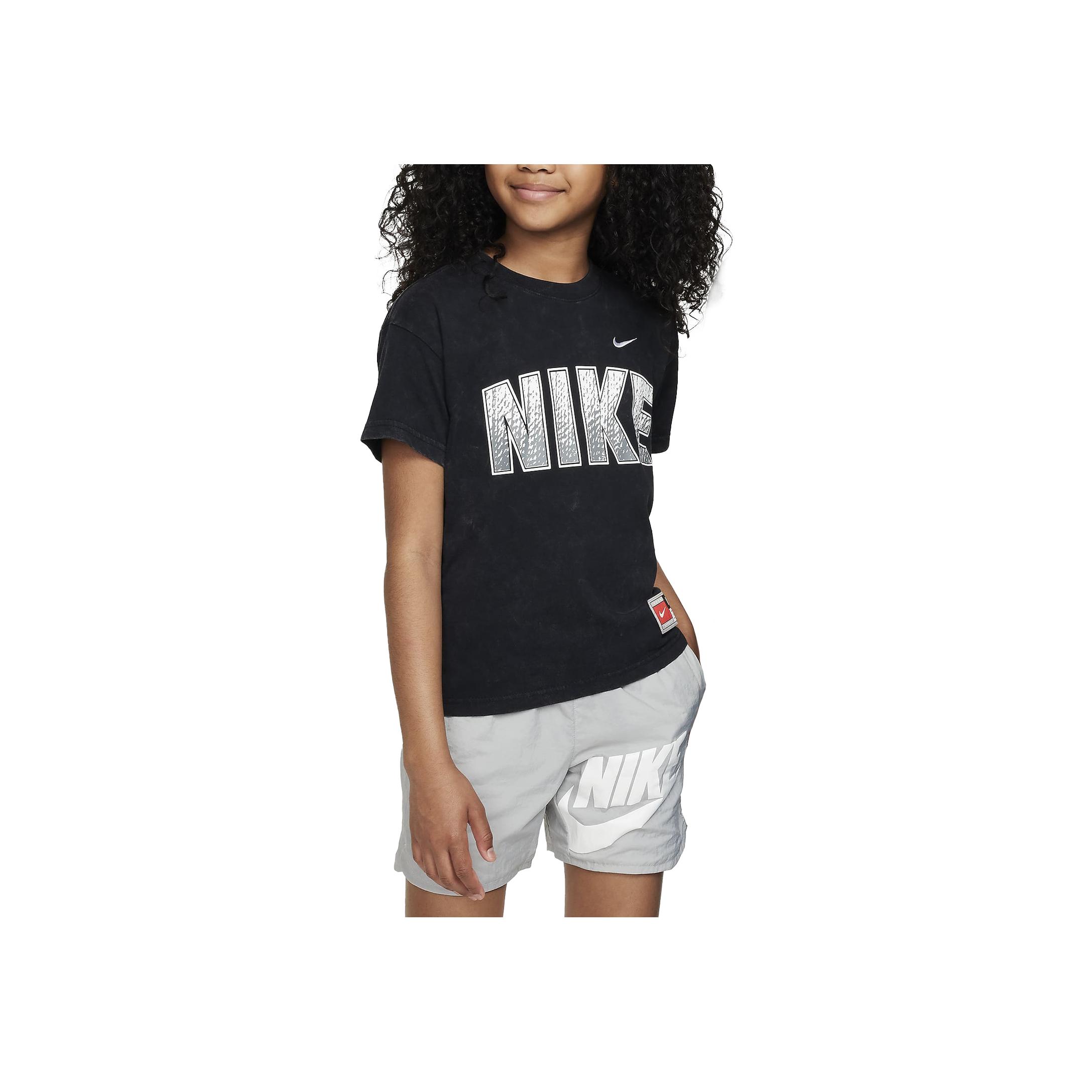 

Nike Sportswear Comfortable Letter Soft Short Sleeve T-Shirt Kids Tops Black FZ4954-010 XS