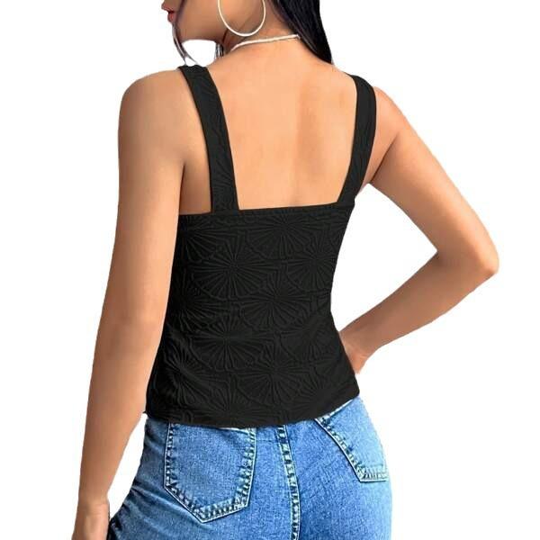 Damski Letni Top Kamizelka na Ramiączkach Jednolity Kolor Żakardowy