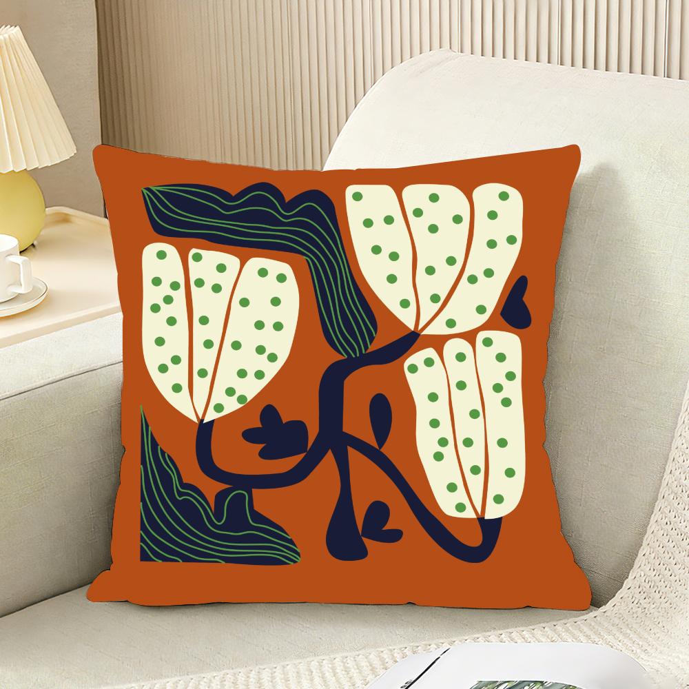 Retro Abstract Plants And Flowers Cushion Cover Reversible Plush Pillow Cover For Car Sofa Bedroom Decorative Gift Pillowcase