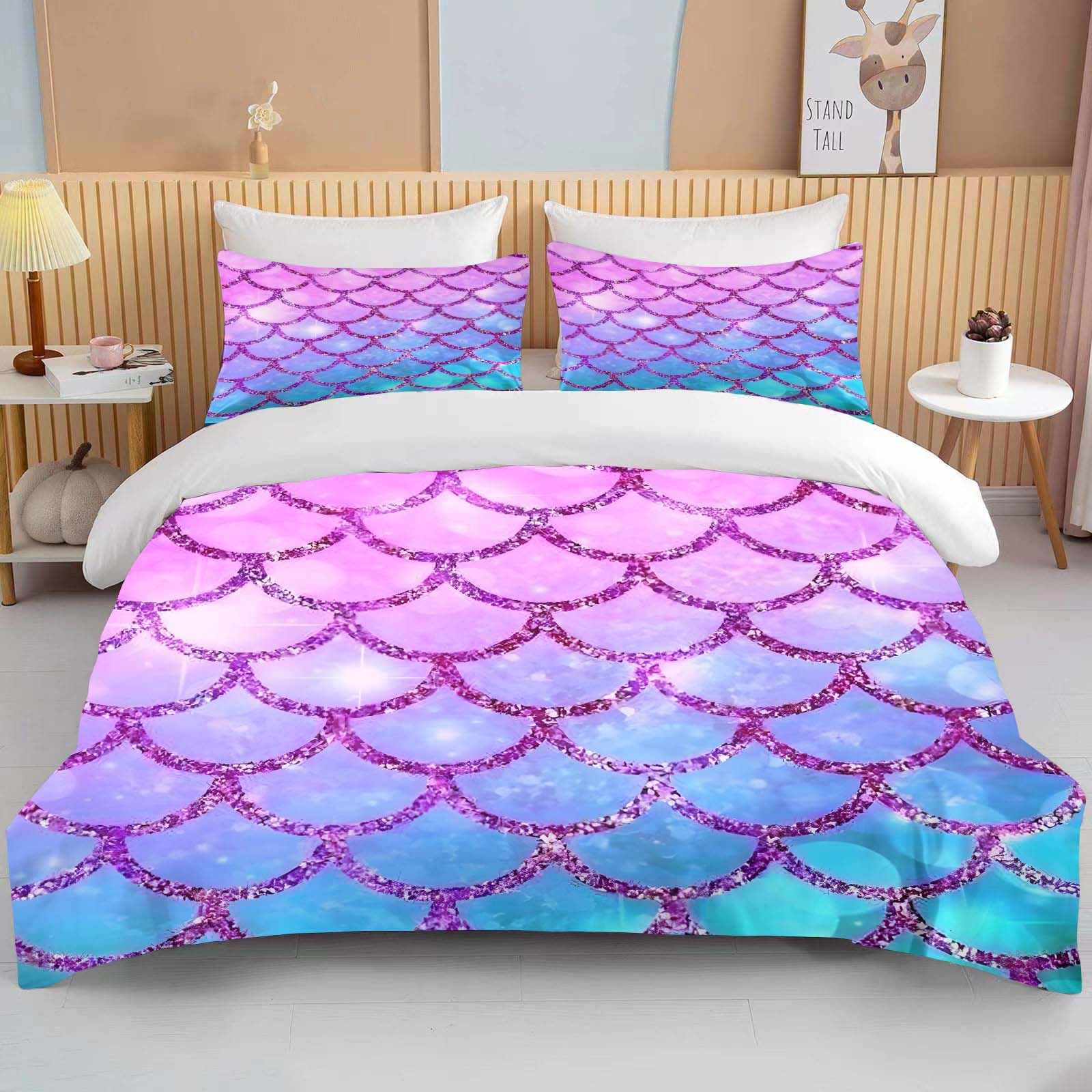 

Fantasy Fish Scale Art Print Bedding Set Duvet Cover 1 Duvet Cover 2 Pillowcases Adult And Children Bedding Set Luxury Gril Gift US Full(200x230cm)